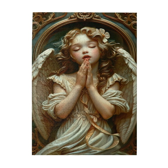 500 pcs 500 Piece Puzzle For Adults Angel Of Prayer,Unique And Beautiful Design,Vintage Art Stress Relieving Puzzle,Classic Angel Wooden Puzzles 500 Piece,Unique Artwork For Adults,Relax Yourself