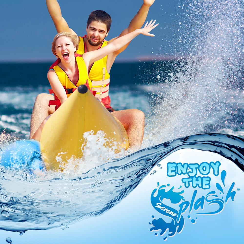 SereneLife Person Inflatable Banana Boat, Includes Storage Bag, Foot Pump, and Repair Kit, Tough and Thick, Reinforced Seats and Foot Areas. (Yellow)