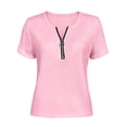 thumbnail image 4 of cocolona Womens Summer Trendy Tops V Neck Zipper Short Sleeve Shirts Dressy Casual Solid Color Blouses, 4 of 6