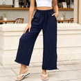 thumbnail image 6 of Bosfbaoi Pants for Women Regular Flat Front Jogger Pants Drawstring Waist Wide Leg Womens Pants with Adjustable Ankle Ties Outdoor Activity Trousers, 6 of 7