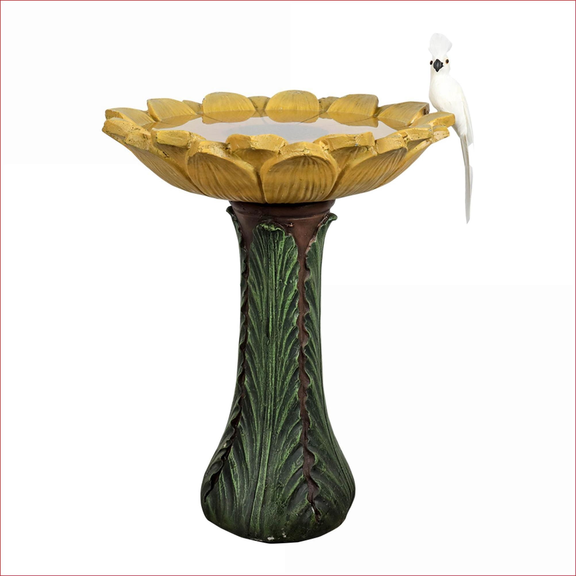 Bird Baths | 24.4" Tall Outdoor Farmhouse Sunflower Bird Bath for Garden Patio | Concrete Cement | Birdbath Single Tier Pedestal