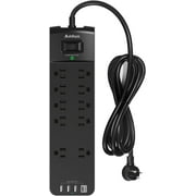 Power Strip - Addtam Surge Protector with 10 Outlets and 4 USB Ports, 6 Feet Extension Cord with Flat Plug, 2700