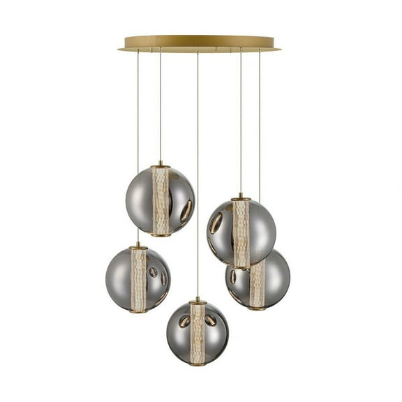 45737-022-Eurofase Lighting-Atomo - 175W 5 LED Pendant In Contemporary Style-9.25 Inches Tall and 25.75 Inches Wide-Gold Finish