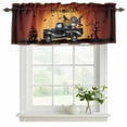 thumbnail image 2 of Burnt Orange Halloween Valances for Windows, Decorative Rod Pocket Window Valance Curtains, Spooky Pumpkins Horror Plaid Short Curtain Drapes for Kitchen/Bathroom/Living Room, 2 Panels, 42" W x 12" L, 2 of 8