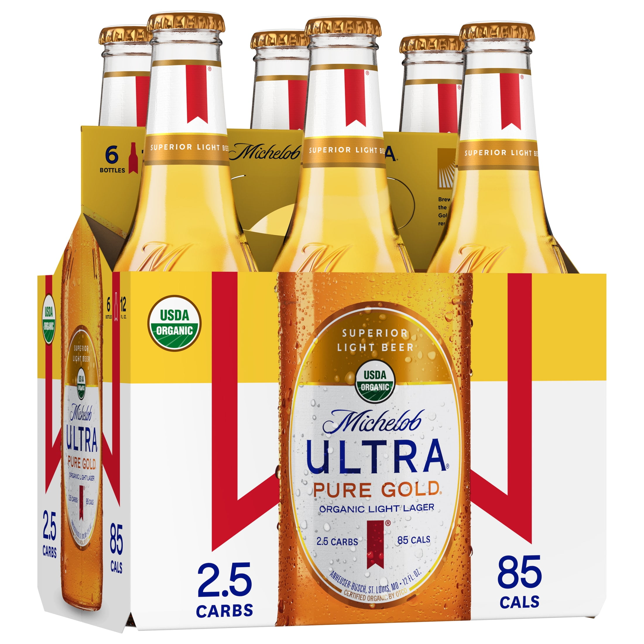 Michelob Ultra Pure Gold Organic Light Lager Beer, 6 Pack, 12 ...