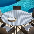 thumbnail image 6 of Blue Striped Round Tablecloth, Fitted Table Cover with Elastic for 55"-60" Round Tables, Modern Simple Farmhouse Beige Vintage Table Cloth Outdoor Indoor Dinning Party Waterproof Tablecloths, 6 of 7