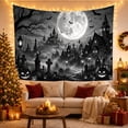 thumbnail image 3 of Halloween Full Moon Over Gothic Castle Graveyard, Eerie Spooky Dark Academia for Horror Fans, Gothic Home Decor Halloween Gift Tapestry Wall Hanging for Living Room, Bedroom and Dorm, 3 of 7