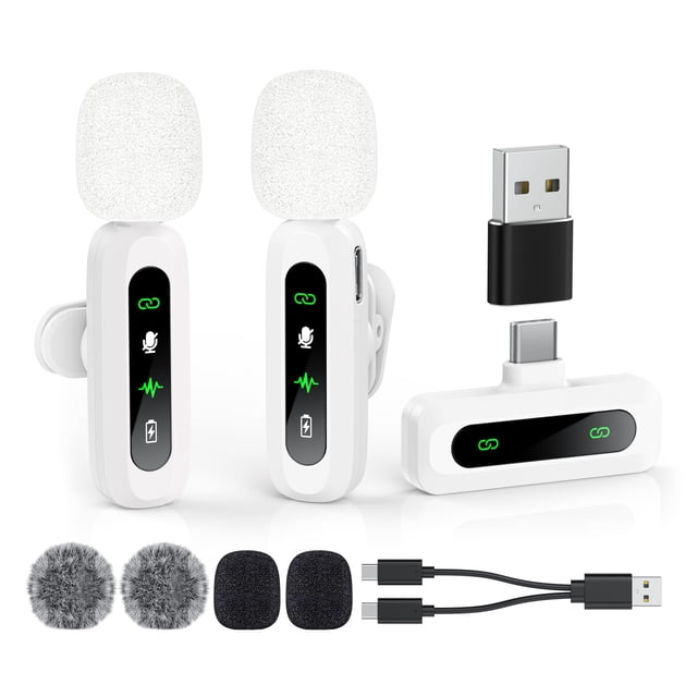 Micrófono Lavalier inalámbrico USB C GoorDik para Android blanco