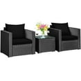 thumbnail image 1 of Patiojoy 3PCS Patio Rattan Furniture Conversation Set with 2 Cushioned Sofas & Coffee Table for Outdoor Black, 1 of 6