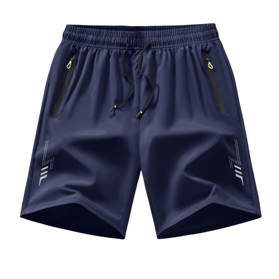 Men's Athletic Shorts Running Gym Workout Shorts Zipper Pockets Quick Dry Lightweight Breathable Sports Training Jogging Shorts with Drawstring Elastic Waist Navy XL