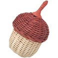 thumbnail image 4 of Miangastore Handwoven Round Rattan Bag Pine Cone Shaped Dark Red 1Pack Photography Prop, 4 of 8