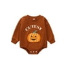 Halloween Baby Romper Newborn Infant Boy Girl Letter Pumpkin Print Bodysuit Long Sleeve Jumpsuit Costumes