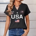 thumbnail image 4 of Iaqnaocc Womens Shirts 250 Anniversary Usa 4th Of July Short Sleeve America 250 Shirt V Neck Patriotic 250 anniversary usa flag Tees Retro Summer July 4th Celebration Tee Tops Black M, 4 of 6