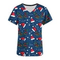 thumbnail image 4 of JINGWANGYHBD Womens Nurse Uniforms Printed Christmas Scrub Tops Stretchy Loose Shirts with 2 Pockets V-neck Lightweight Uniform Top Trendy Casual Shirt, 4 of 5
