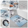 thumbnail image 6 of Blue Flower Bath Mat 3 Piece Bathroom Rug Set, Retro Gradient Texture Painting Plant Leaf Non Slip Bath Rug Contour Mat and Toilet Lid Cover, Absorbent Shower Mats Soft Bath Rugs and Mats Sets, 6 of 8