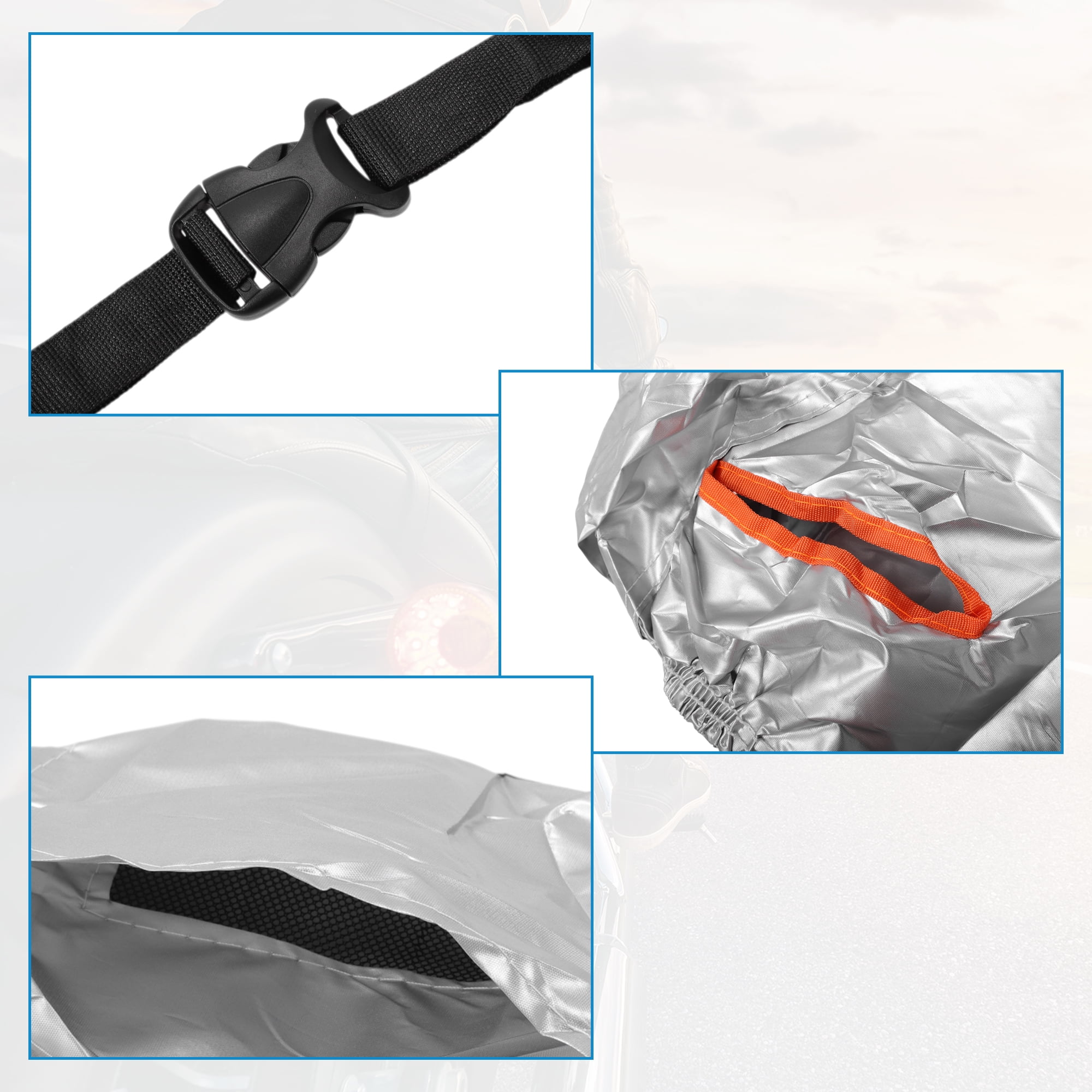 Unique Bargains Full Cover Motorcycle Cover 210D-PU Grey for Kawasaki Z900RS 2018-2024 Outdoor Waterproof Motorbike Cover