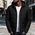thumbnail image 2 of MaFYtyTPR Men's Hooded Puffer Jacket Winter Warm Zipper Jackets Fashion Solid Color Thick Padded Coats with Pockets Z-Black XL, 2 of 9
