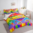 thumbnail image 3 of Manfei Colorful Rainbow Stripes 7pcs Bedding Comforter Set,Heart Diamond Print Queen Bedding Sets,Gradient Green Blue Queen Sheet Sets For Girl Boy,Ultra Soft Home Decor Reversible, 3 of 8