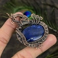 thumbnail image 2 of Natural Lapis Lazuli Gemstone Handmade Copper Wire Wrap Pendant 2.56", 2 of 5