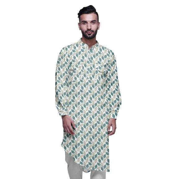 Atasi Asymmetric Style Rayon Mens Kurta Printed Long Casual Kurta Shirt
