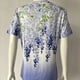 thumbnail image 4 of Camiseta Camiseta de manga corta de encaje con cuello en V y estampado suelto informal para mujer Cgtredaw para Mujer Azul T XL, 4 of 8