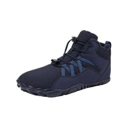 Sexlip Men s Water Shoes Lightweight Color Block Lace Up Sneakers Fashion Oversized Fall Winter Plush Casual Warm Shoes Blue 44