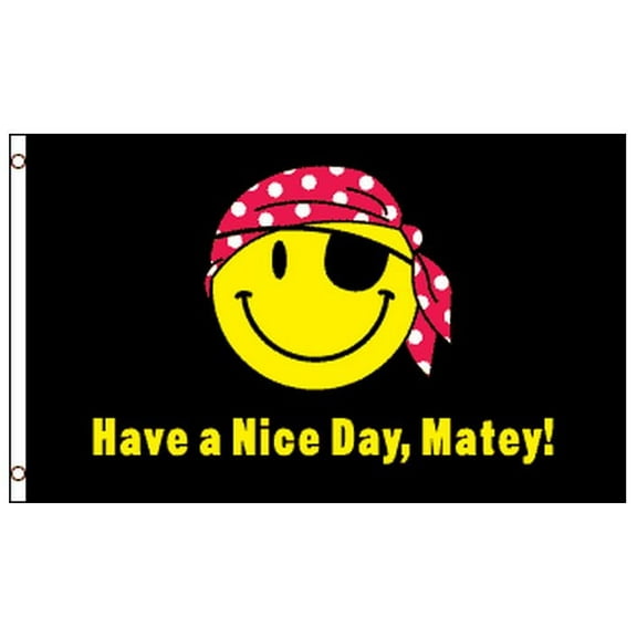 Pirate Happy Face Flag Have a Nice Day Matey Jolly Roger 3 x 5 Smiley Outdoor