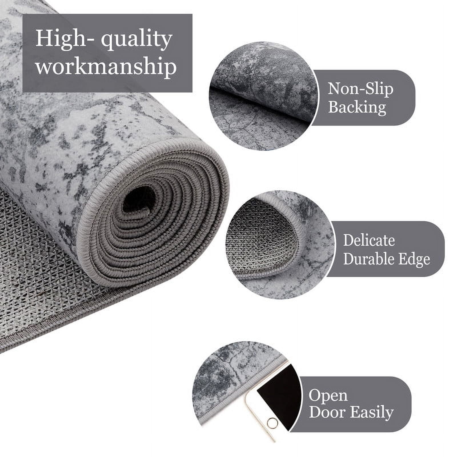 Living Room Area Rugs 8x10 Washable Abstract Neutral Modern Large Soft Indoor Rug Stain Resistant Non Slip Carpet for Bedroom Dining Room Home Office Grey