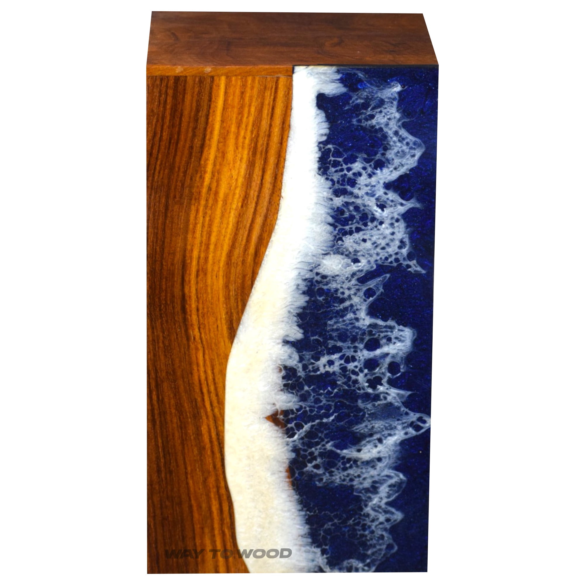 Wooden Urn for Human Ashes Adults, Men & Women - Cremation Urns for Burial or Home Display - Handcrafted Urns with Ocean Resin Inlay - Unique Memorial Urn for Ashes