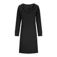 thumbnail image 5 of Zedker Dresses for Women Cowl Neck Long Sleeve Mini Sweater Dress Knee Length A Line Fall Winter Knit Dresses, 5 of 8