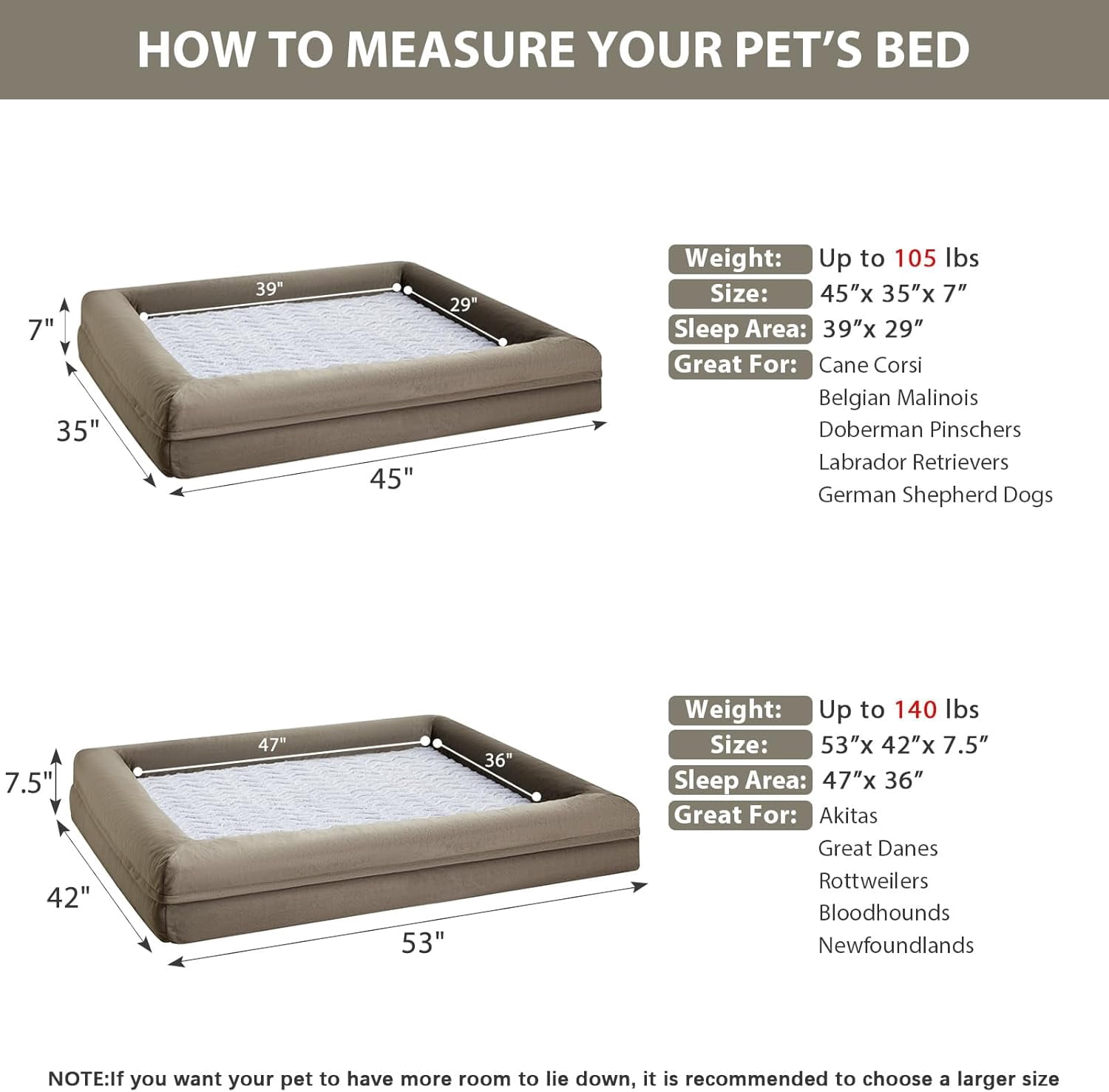 ECP XXL Extra Large Dog Bed, Washable Dog Couch with Removable Waterproof Cover, Orthopedic Large Pet Sofa Bed with Bolster Sides for Sleeping