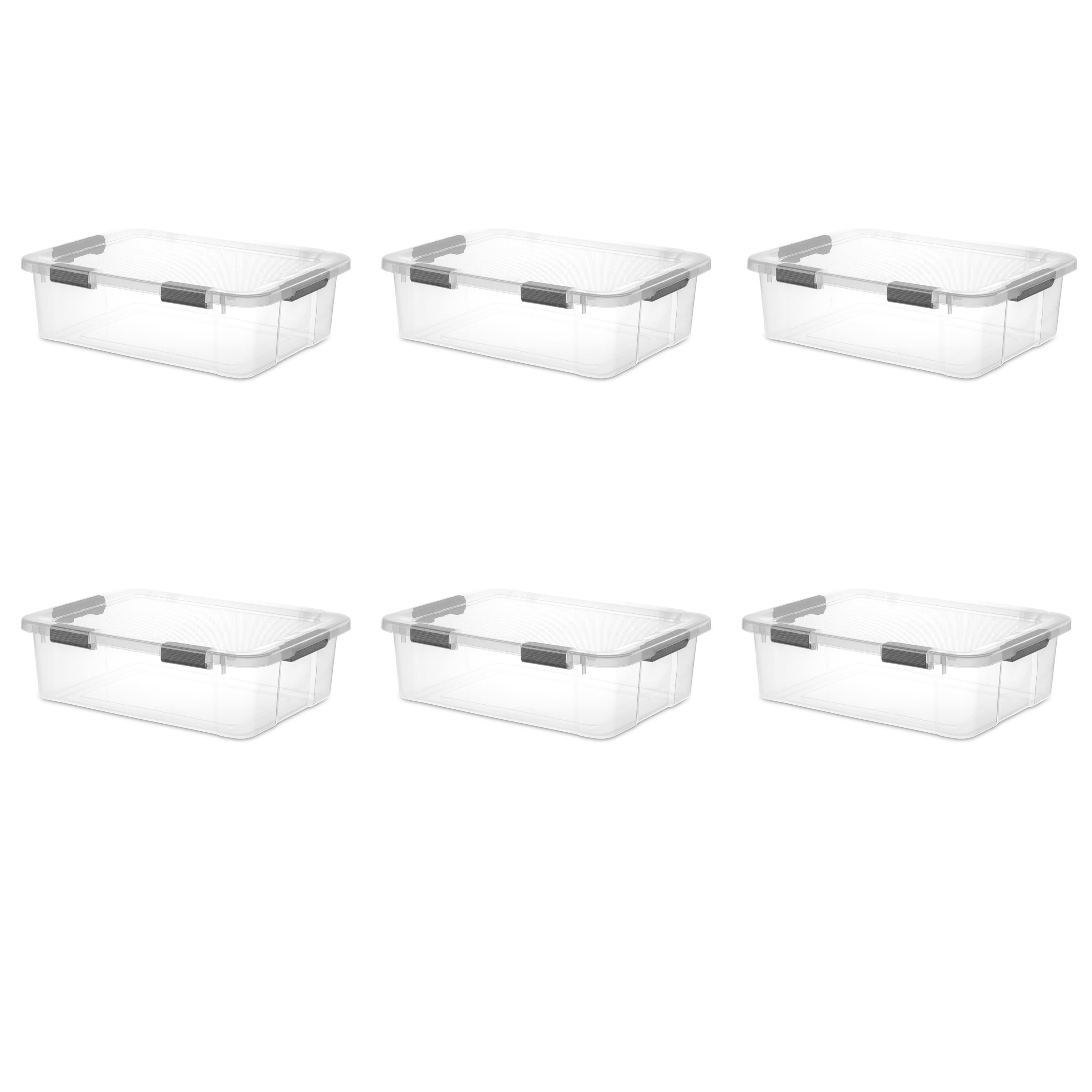40 Qt. Storage Box Plastic, Flat Gray, Set of 6