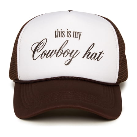 Foam Snapback Trucker Hat - This is My Cowboy Hat (White/Brown)