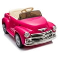 thumbnail image 5 of 12v Kids Ride on Truck Car, Vintage Modeling Kids Battery Powered Vehicles, Licensed 3100 Pickup, 3 Speeds, High-Power up to 4.35mph, Electric Car for Kid Aged 3+, Pink, 5 of 9