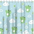 thumbnail image 6 of Frog Shower Curtain for Kids Childern Blue Funny Cartoon Shower Curtain Set Waterproof Fabric Bathroom Curtain with 12 Hooks 72x72 Inches(Cute Frog), 6 of 6
