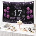 thumbnail image 6 of Happy 17th Birthday Banner, Purple Happy 17th Birthday Party Decorations for Girls, 17 Year Old Birthday Supplies Backdrop Décor, 5.9 X 3.8 Fts, 6 of 10