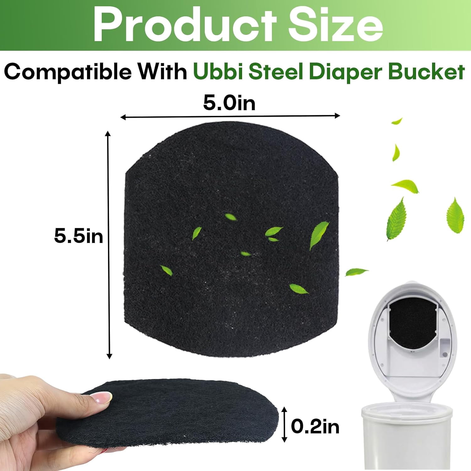 16 Pack Baby Diaper Pail Deodorizer Refills Compatible with Ubbi Steel Diaper Pail, Activated Charcoal Odor Absorber Filters, Odor Absorbing & Odor Eliminating, No Smell