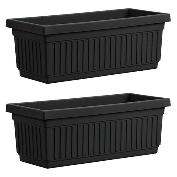 HC Companies 30 Inch Long Fluted Plastic Venetian Garden Window Container Planter Box for , Indoor or Outdoor Flowers (2 Pack)