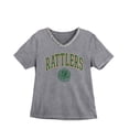 thumbnail image 5 of Women's Gameday Couture Gray Florida A&M Rattlers Iconic Edge Rhinestone V-Neck T-Shirt, 5 of 7