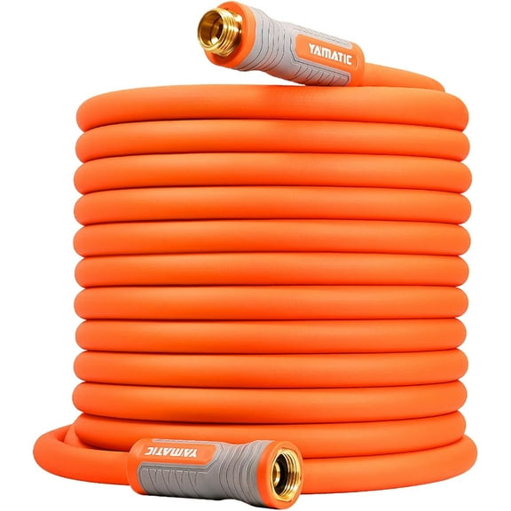 YAMATIC Garden Hose 5/8 in x 100 ft, Ergonomic Swivel Fittings, Burst 600 PSI, Heavy Duty Water Hose