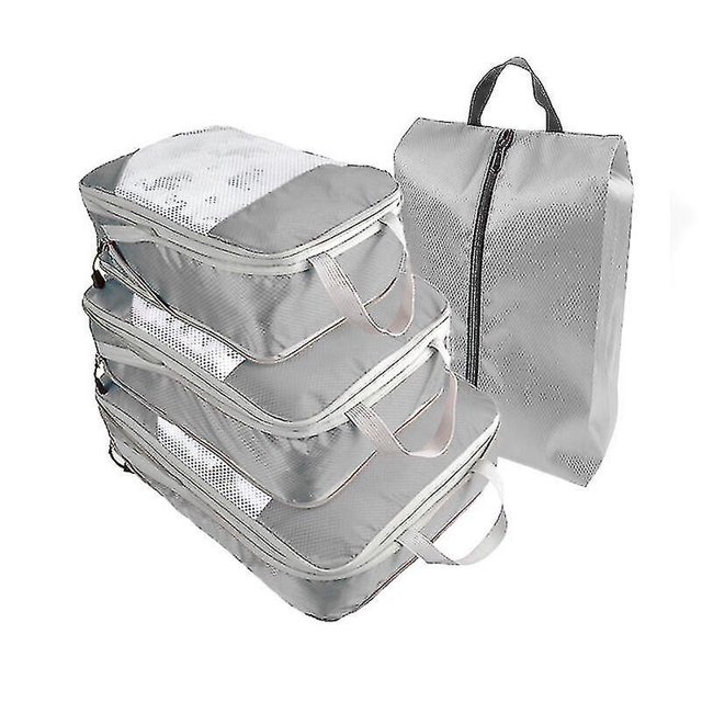 Conjunto de 4 cubos de embalaje, maleta organizadora de viaje, bolsa de almacenamiento de compresión organizadora con bolsa de zapatos para ropa, conjunto de 4 paquetes kaili Sencillez