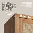 thumbnail image 5 of ARKANTOS Sideboard Buffet Cabinet, Rattan Cabinet with Adjustable Shelves, Boho Buffet Table Console Cabinets with 4 Doors, Farmhouse Cabinet for Entryway Living Room, Natural Oak, 5 of 14