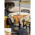 thumbnail image 4 of Outdoor Tablecloth with Umbrella Hole and Zipper, Thanksgiving Pumpkin Square Table Cloth 60x60 Inch Waterproof Tablecloth, Fall Sunflower Leaves Beige Autumn Picnic Table Cover for Patio Camping, 4 of 7
