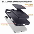 thumbnail image 6 of Dteck Hidden Wallet Cash Slot Case for iPhone 16, Heavy Duty Hard PC + Soft TPU Bumper Protective Rugged Cover with Built-in Mirror, Shockproof Dual Credit Card Holder Slim Case, Black, 6 of 6