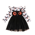 thumbnail image 3 of Weebloom Halloween Toddler Girls Dresses Tutu Bat Dress Up Party Long Sleeve Stage Performance Outfit Clothes Girl Dress White 2-3 Years, 3 of 9