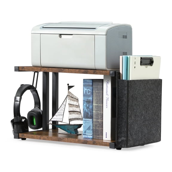 OYEAL 2-Tier Printer Cart, Rolling Printer Stand with Wheels & Storage, Machine Table for Fax Machine/Scanner for Home Office with Lockable Casters