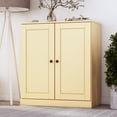 thumbnail image 3 of Palace Imports 100% Solid Wood 3-shelf Bookcase with Adjustable Shelves and Solid Doors, Yellow, 3 of 5