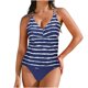 thumbnail image 1 of Conjunto de Bikini de Cintura Alta Impreso Cuello en V Correa Ajustado Traje de Baño de una Pieza con Lado Dividido, Traje de Baño Sexy para las Mujeres Playa Piscina Verano, 1 of 9