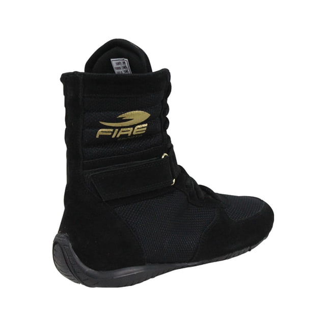 Fire Sports Par de zapatillas o botas de gamuza profesional para Boxeo Negro