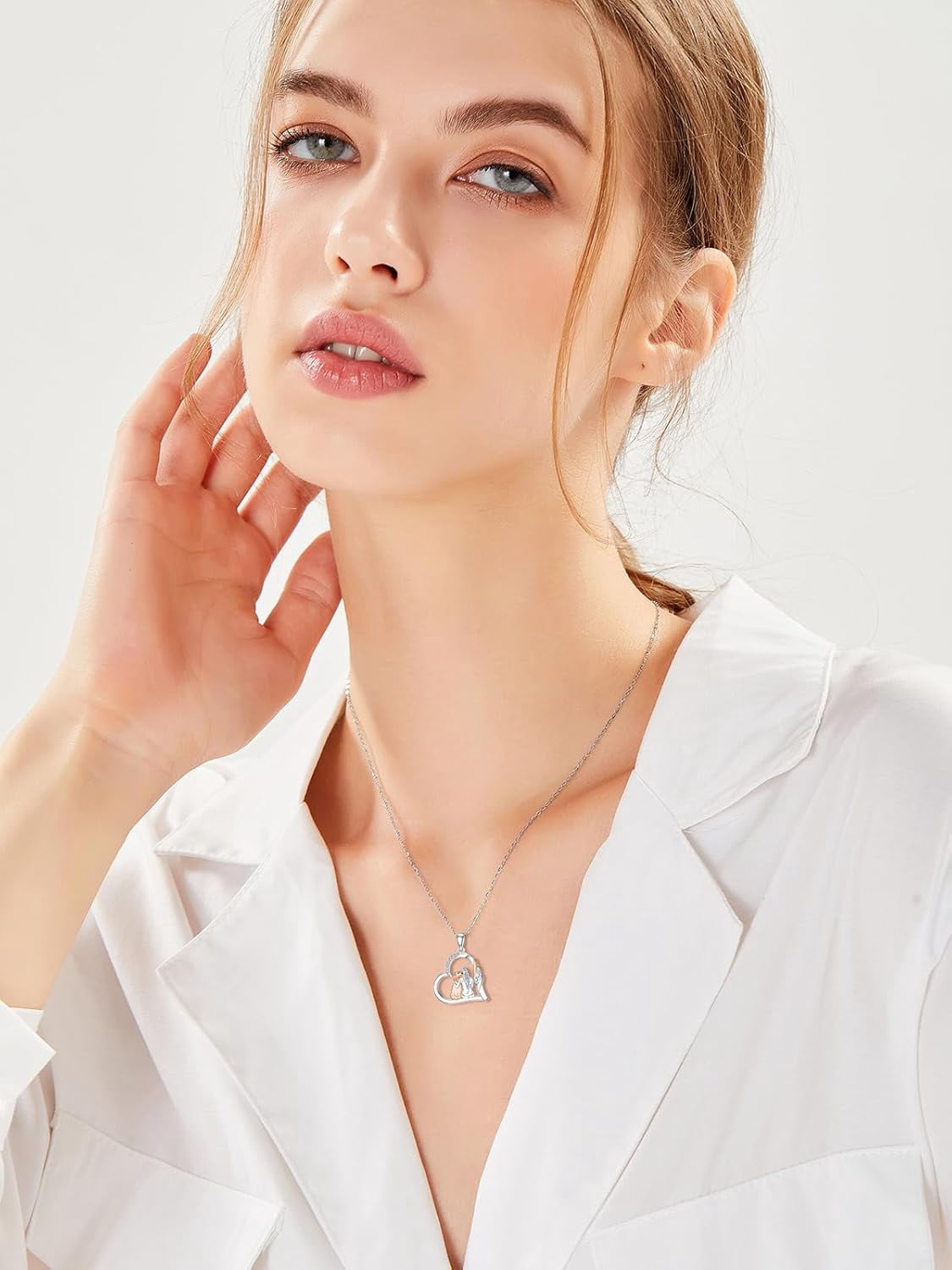 Dog Necklace for Women 925 Sterling Silver Hug Dog Heart Pendant Memorial Gifts Puppy Jewelry Christmas Stocking Stuffers for Mom Friend